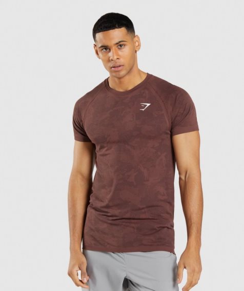 Men's Gymshark Geo Seamless T-Shirts Brown | CA D61A70